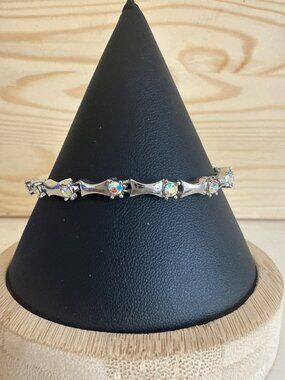 Silver-Tone Rhinestone Bracelet 6 3/4" Womens Tennis